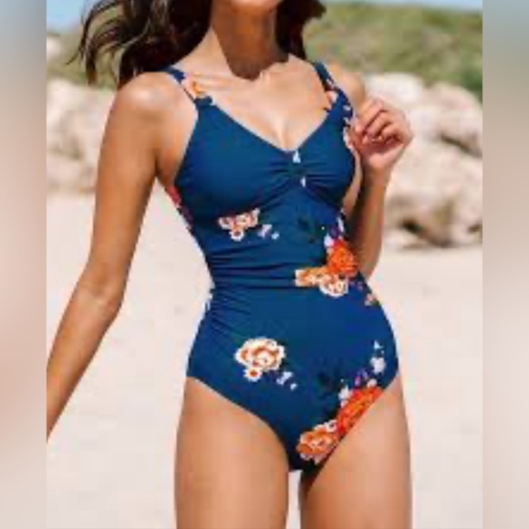 Cupshe Other - NWT Cupshe Blue Floral One Piece Bathing Suit Built In Padding Small